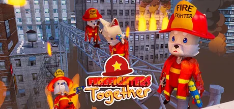 Firefighters Together key art, featuring a team of colorful firefighters.